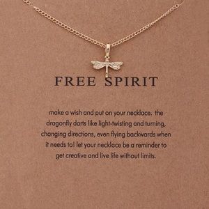 ‼️3/$30 Boho Free Spirit Dragonfly Gold Necklace